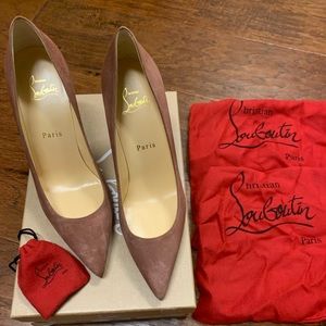 New in box Christian Louboutin suede heels size 37